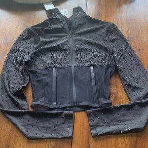 corset zip up jacket covered with black accent jewels